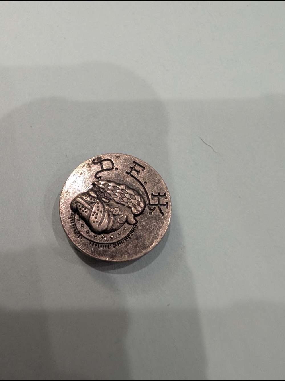 Don Ed Hardy Silver Tone Decorative Round Metal Button Embellishment